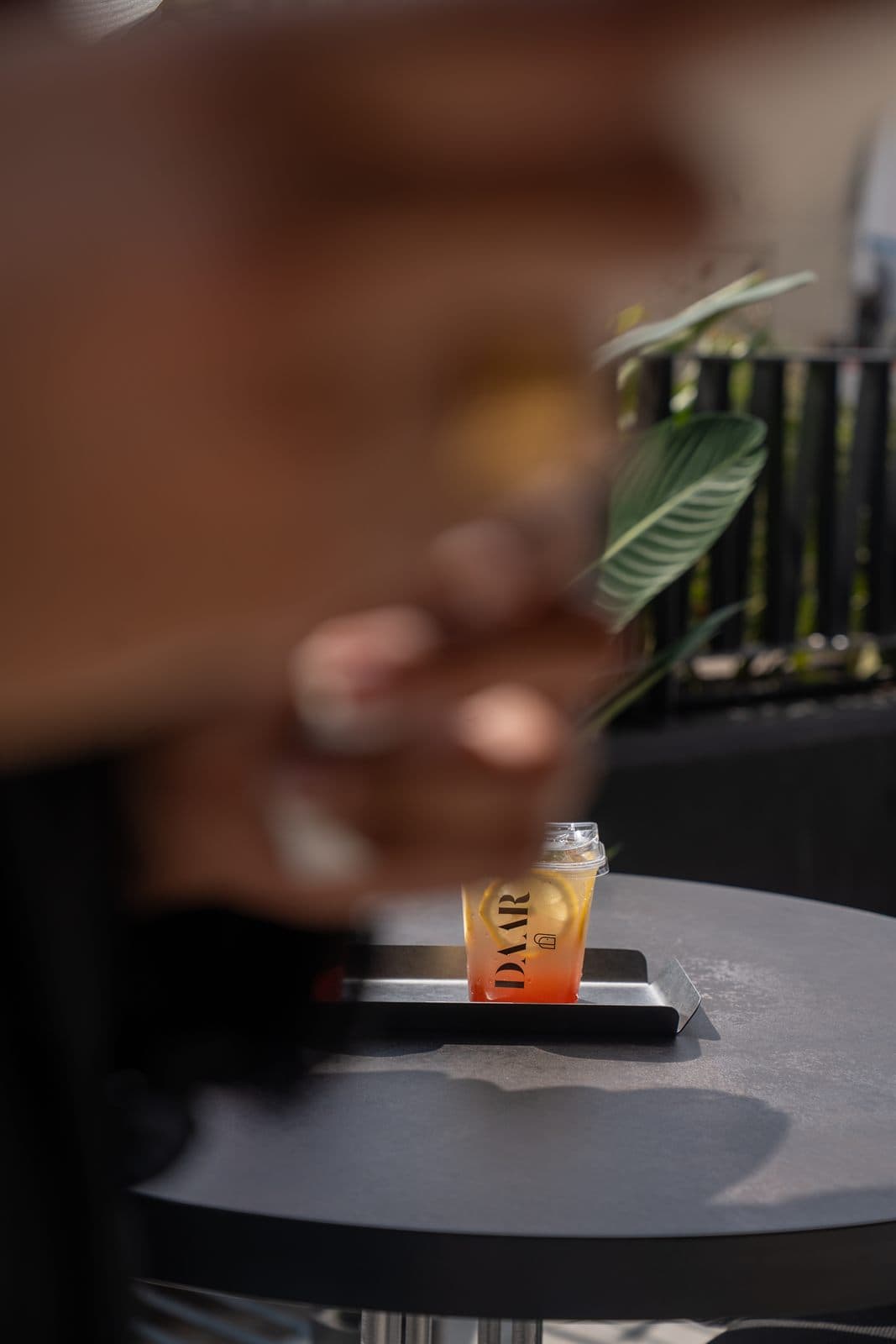 An iced drink on the terrace